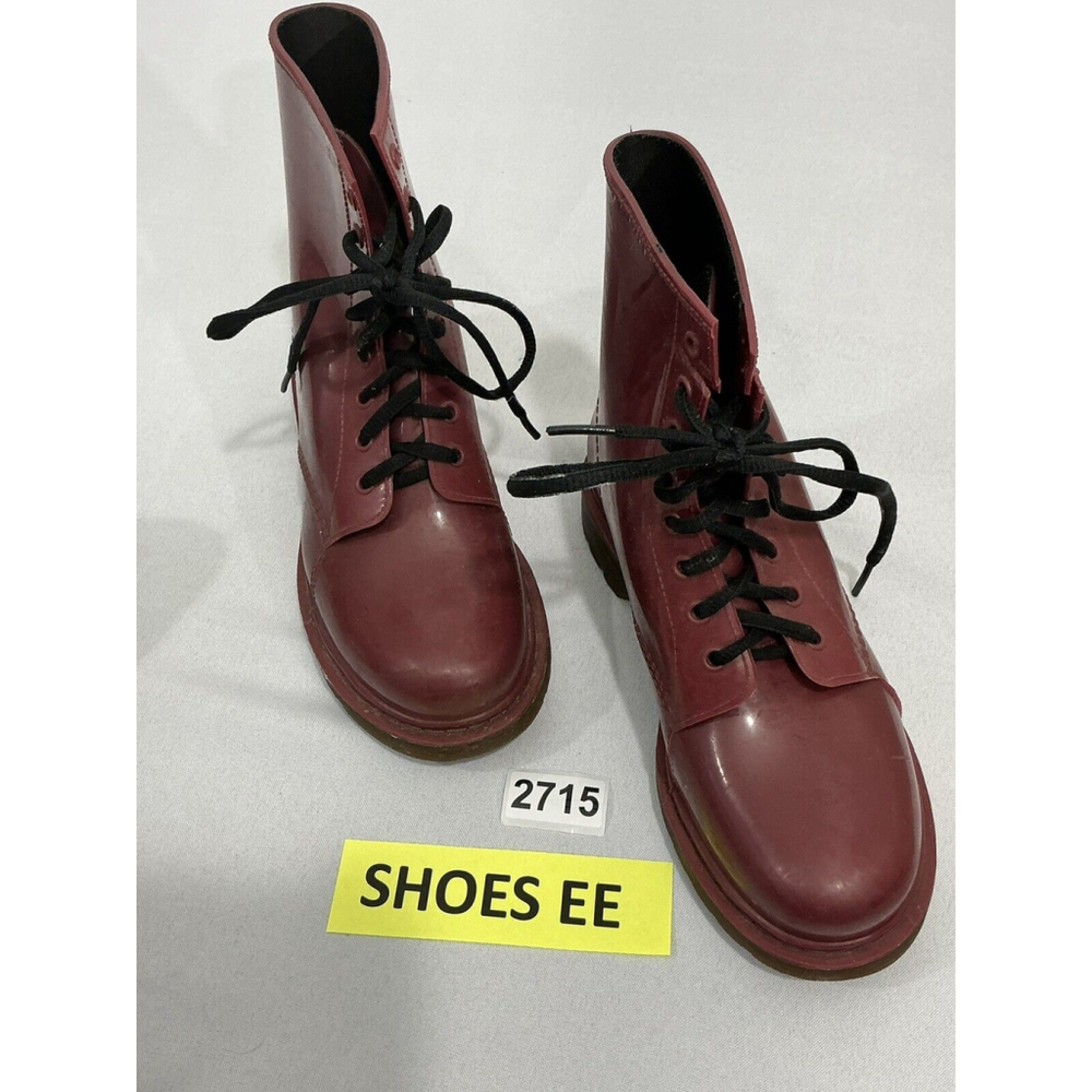 Womans Drip Drop 38 (7.5) Red Rubber Lace Up Ankle Rain Boots